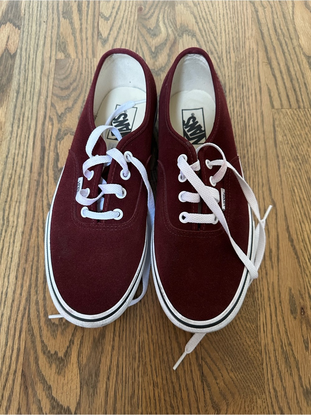 Vans Burgundy suede Low Top Sneakers with White Laces